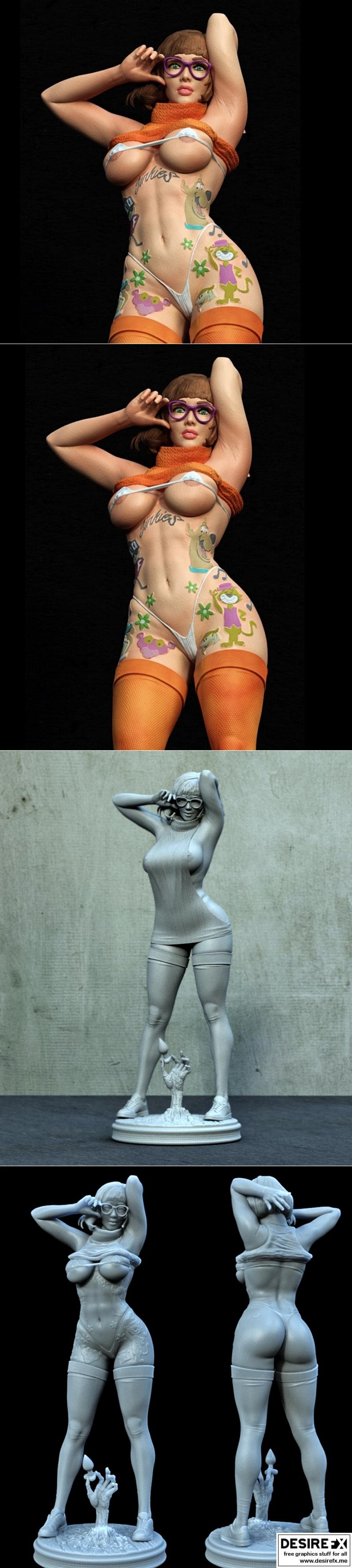 性感纹身女角色3D打印模型|Sexy Tatted Velma and NSFW Version – 3D Print Model STL