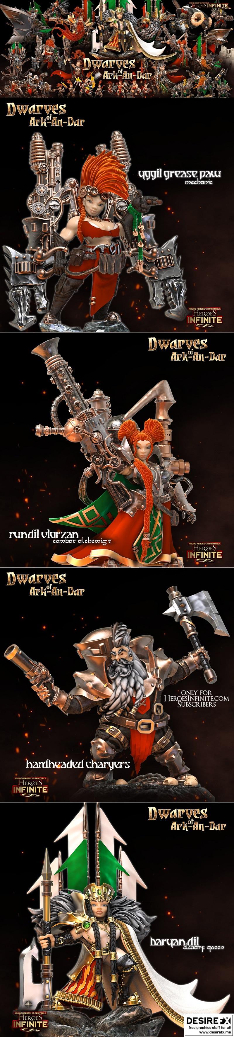 英雄无限——阿克-安-达矮人族 3D打印模型|Heroes Infinite – Dwarves of Ark-An-Dar November 2022 – 3D Print Model STL
