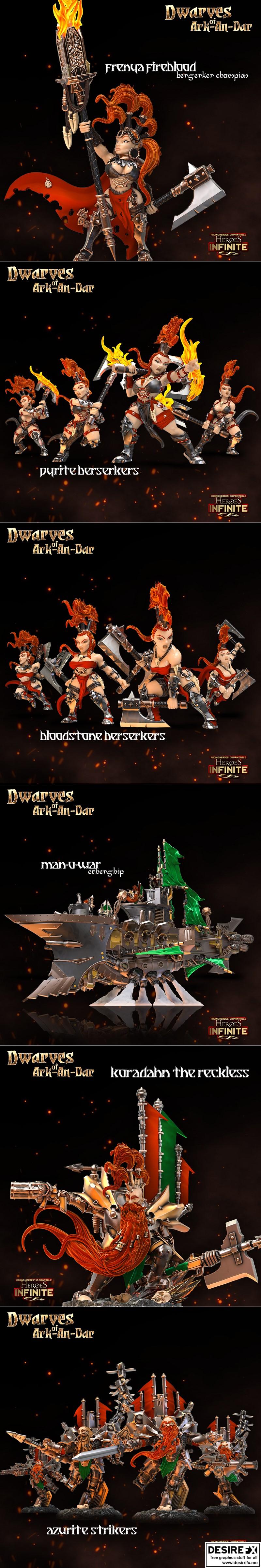 英雄无限——阿克-安-达矮人族 3D打印模型|Heroes Infinite – Dwarves of Ark-An-Dar November 2022 – 3D Print Model STL