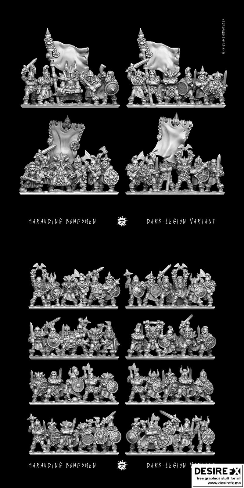 暗影军团·暴走奴仆3D打印模型|Mace Face Miniatures – Marauding Bondsmen – Dark Legion – 3D Print Model STL