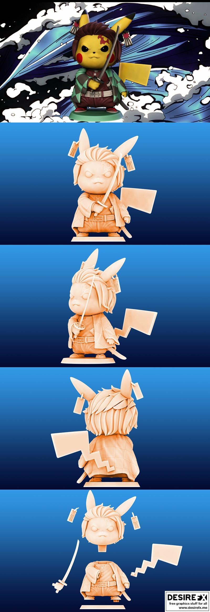 宝可梦皮卡丘 -  Tanjiro 3D打印模型|Pikachu Tanjiro Cosplay – 3D Print Model STL