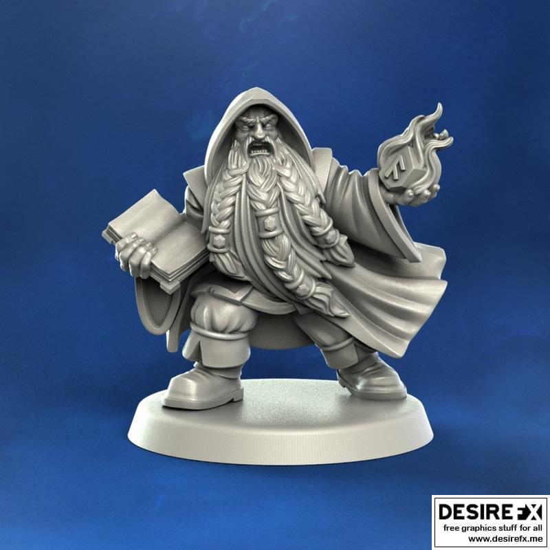 Punga迷你模型 - 矮人法师 - 3D打印雕塑|Punga Miniatures – Dwarf Wizard – 3D Print Model STL