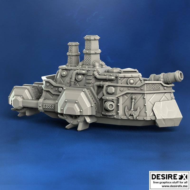 Punga迷你模型——矮人铁甲战舰3D打印版|Punga Miniatures – Dwarf Ironclad – 3D Print Model STL