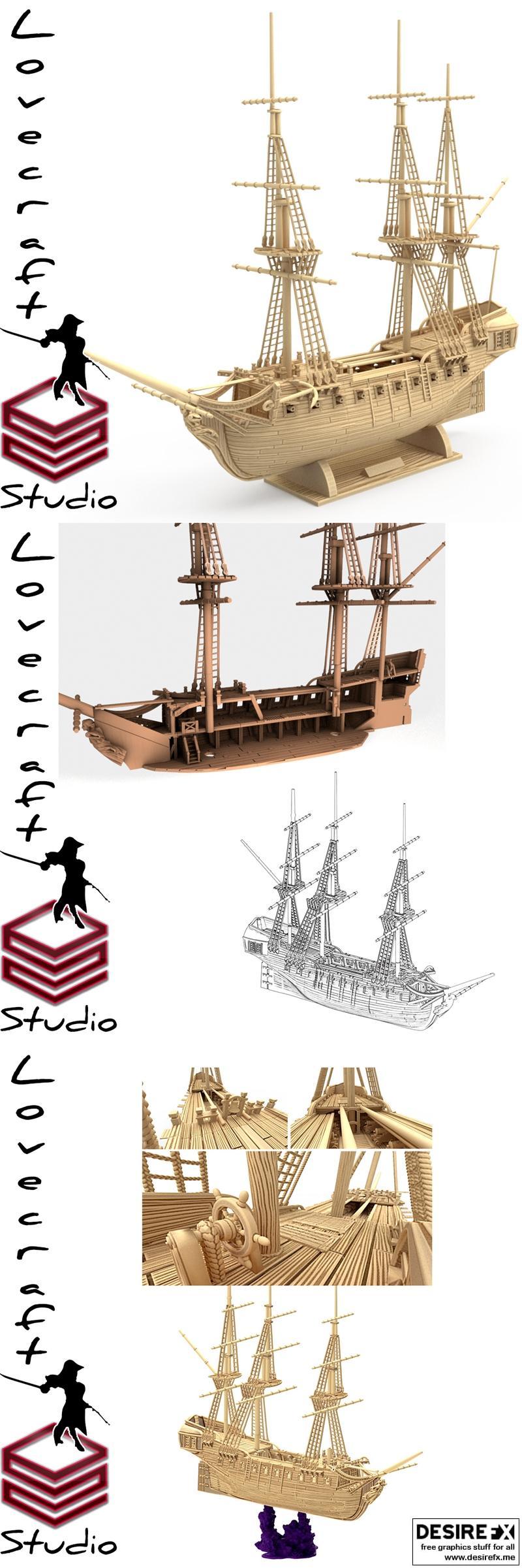 La Concorde – 战舰模型 – 3D打印文创版|La Concorde – Frigate – 3D Print Model STL