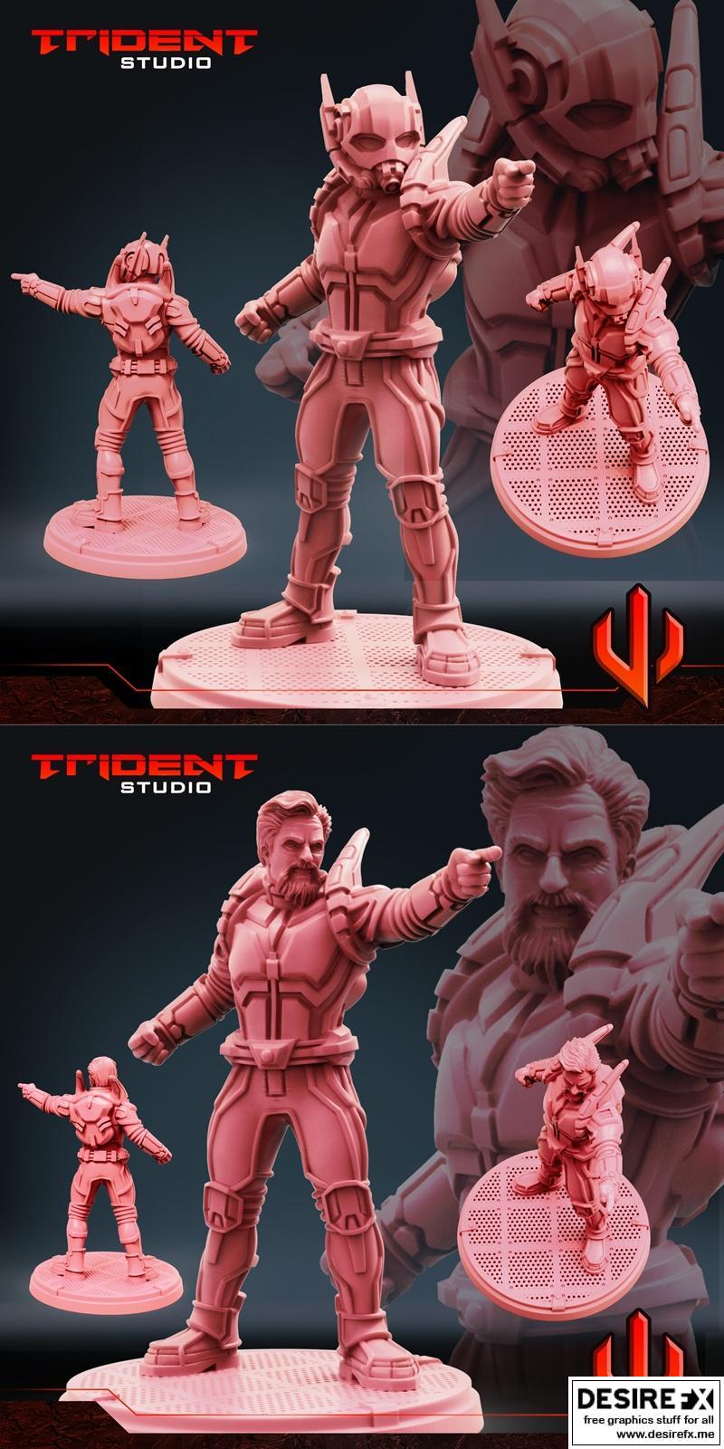 三彩打印模型：黄蜂侠（汉克·皮姆）无面罩版|Trident Studio – Hank Pym Yellow Jacket C and no Mask – 3D Print Model STL