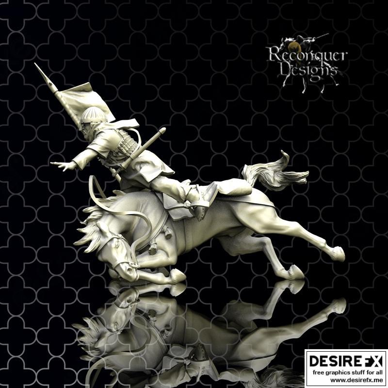 Caballero迷你模型系列：北非战将——3D打印战场景再现|Caballero Miniatures (Reconquer) – Fallen Berber Officer – 3D Print Model STL