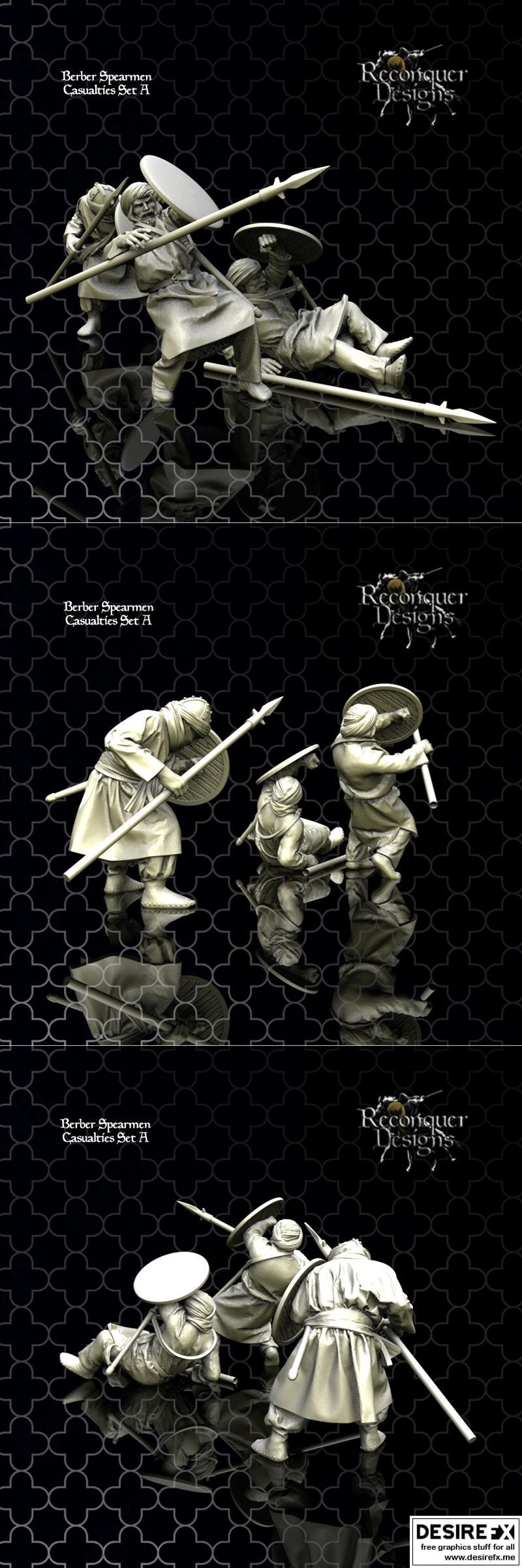 Caballero迷你模型系列·北非战役套装A·3D打印模型|Caballero Miniatures (Reconquer) – Berber Casualties Set A – 3D Print Model STL