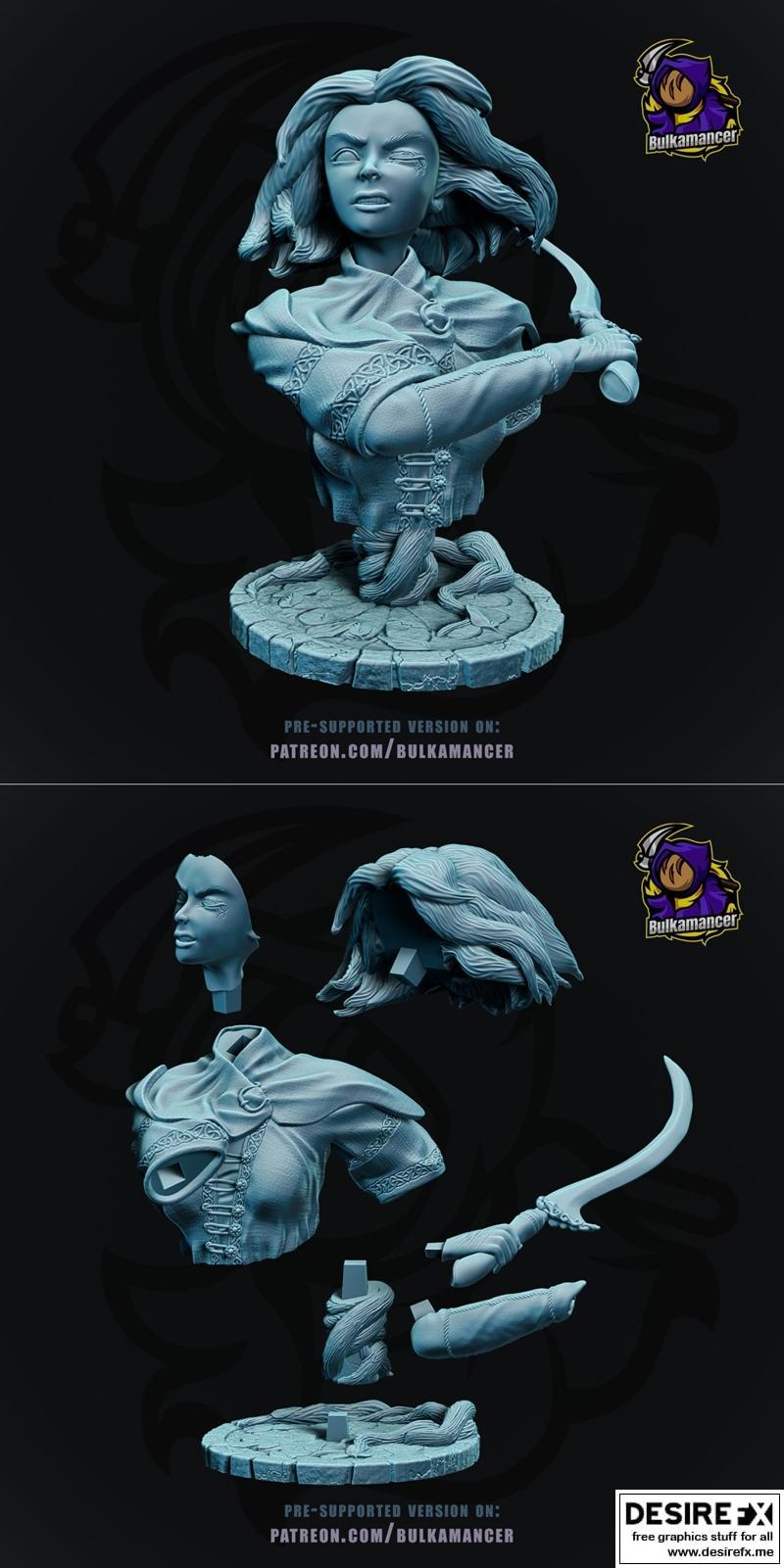 艾尔登法环 巨人头像 3D打印模型|Melina – Elden Ring Bust – 3D Print Model STL