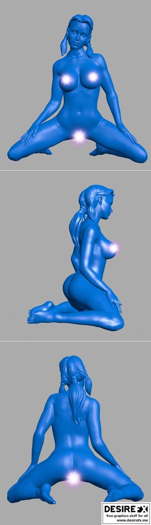 裸体少女·张开的嘴唇·3D打印模型|Nude girl – Open Lips – 3D Print Model STL