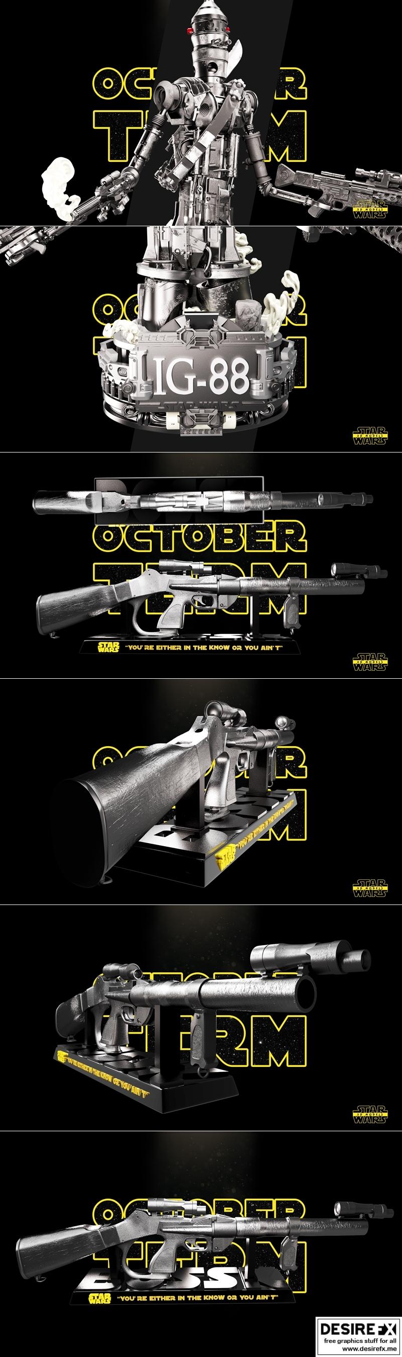 IG-88雕塑模型-星球大战-3D打印雕塑STL|IG-88 Sculpture and Bust – Star Wars – 3D Print Model STL