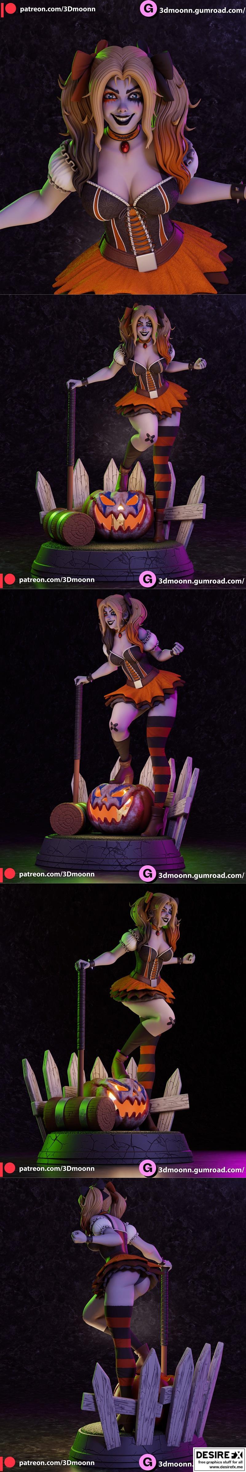哈利奎因万圣节3D打印模型|Harley Quinn halloween – 3D Print Model STL