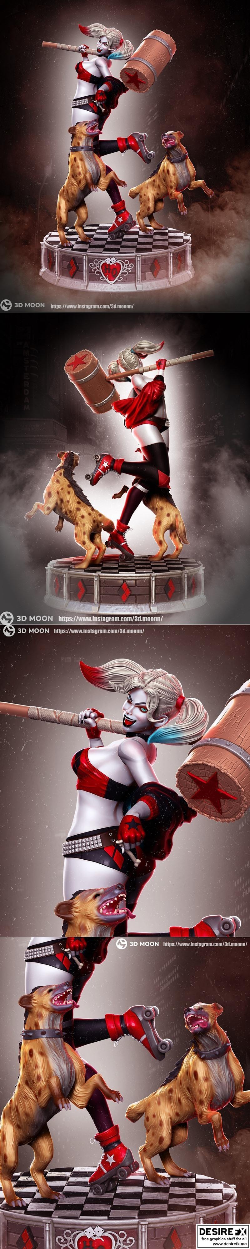 哈莉奎因与杜德和露 3D打印模型|Harley Quinn with Dud and Lou – 3D Print Model STL