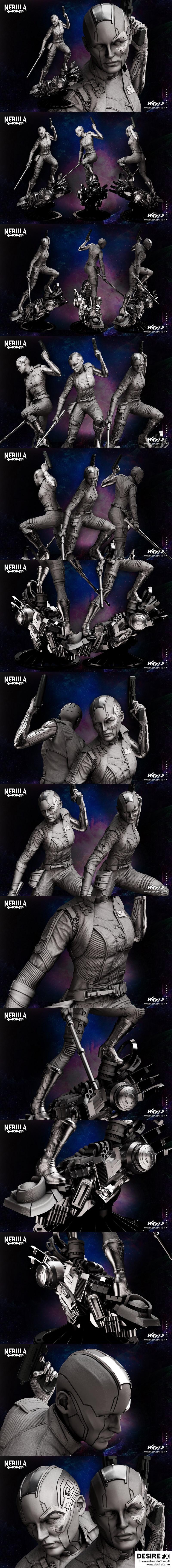 星云·凯伦·吉兰·漫威·魔戒·3D打印雕塑模型|Nebula – Karen Gillan – Marvel – Wicked – 3D Print Sculpture STL