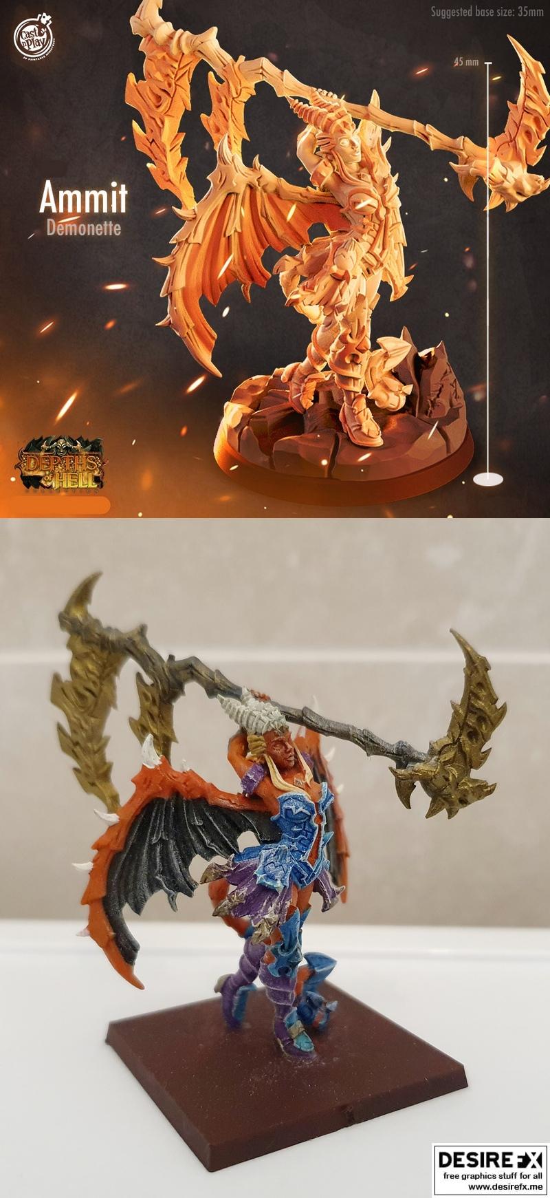 地狱深渊——阿米特恶魔姬 3D打印模型|Depths of Hell – Ammit the Demonette – 3D Print Model STL
