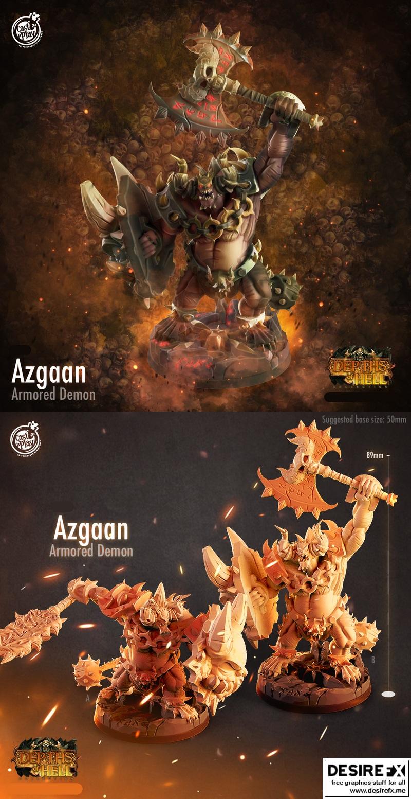 地狱深渊——阿兹加恩装甲恶魔 3D打印模型|Depths of Hell – Azgaan the Armored Demon – 3D Print Model STL