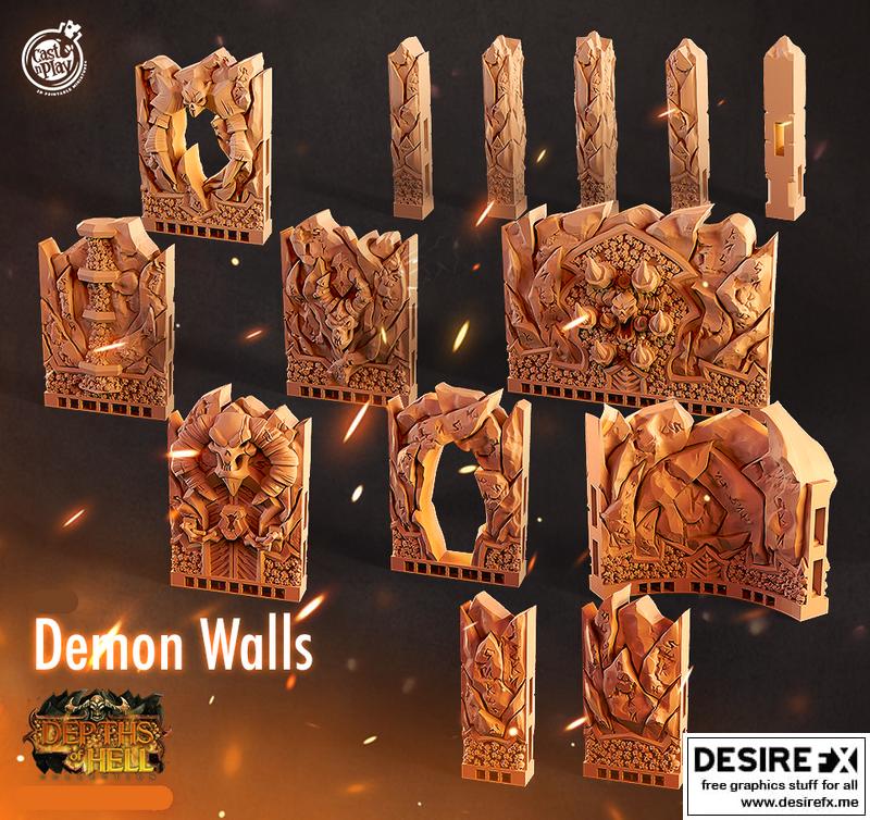 地狱深处——恶魔之墙 3D打印模型|Depths of Hell – Demonic Walls – 3D Print Model STL