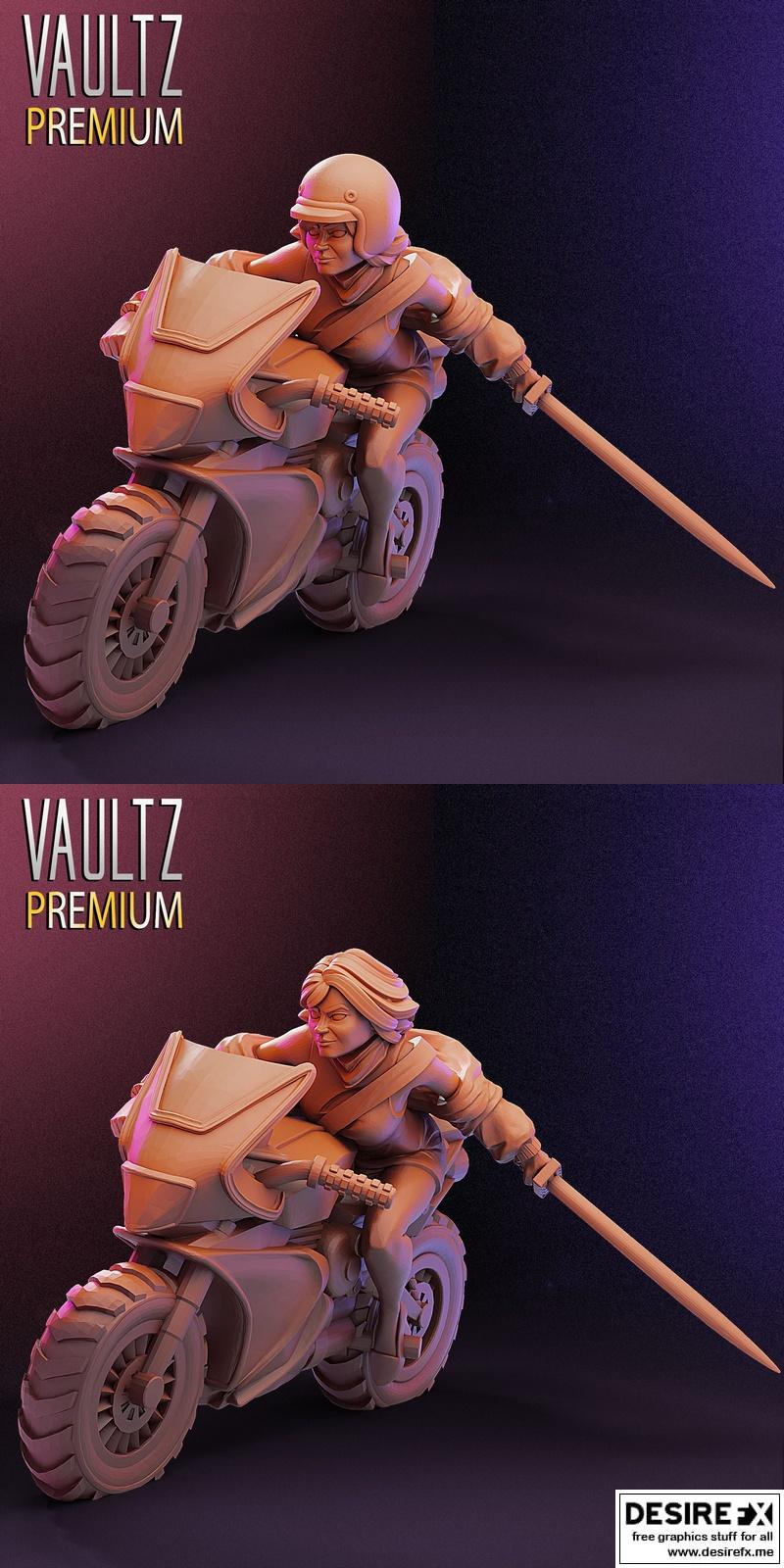 Vaultz迷你模型：达芙妮骑摩托车3D打印雕塑|Vaultz Miniatures – Daphne on Motorcycle – 3D Print Model STL