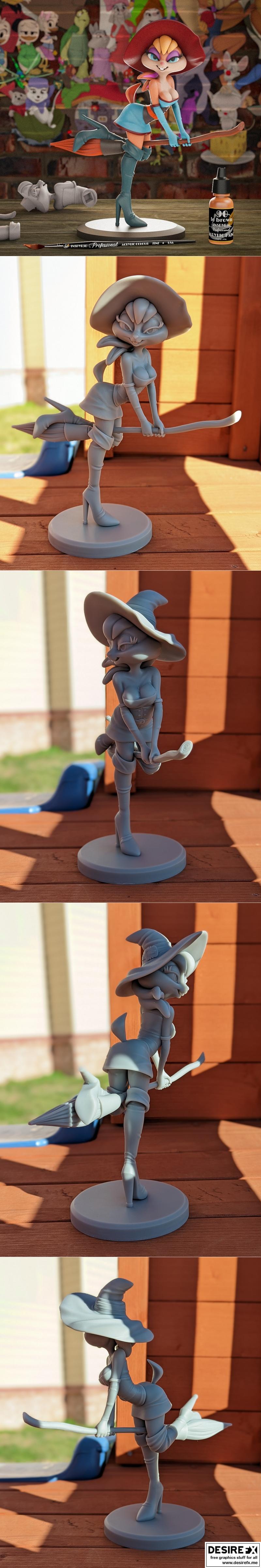 洛莉兔魔法模型 3D打印雕塑|Lola Bunny Witch – 3D Print Model STL