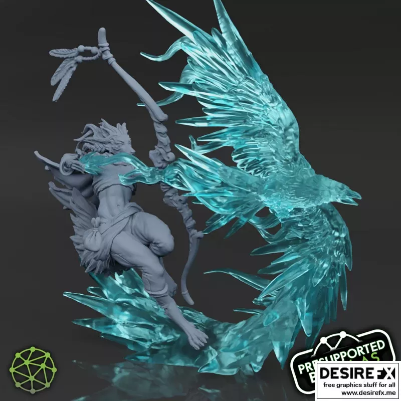 冰狼猎手Asher Frostfang 3D打印模型|Asher Frostfang, the Ice Wolf Hunter – 3D Print Model STL