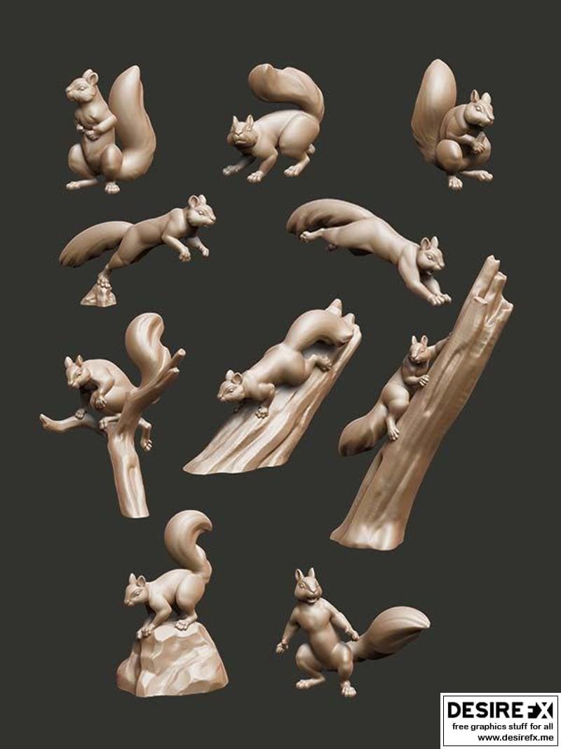 松鼠3D打印模型|Critters – Squirrels – 3D Print Model STL