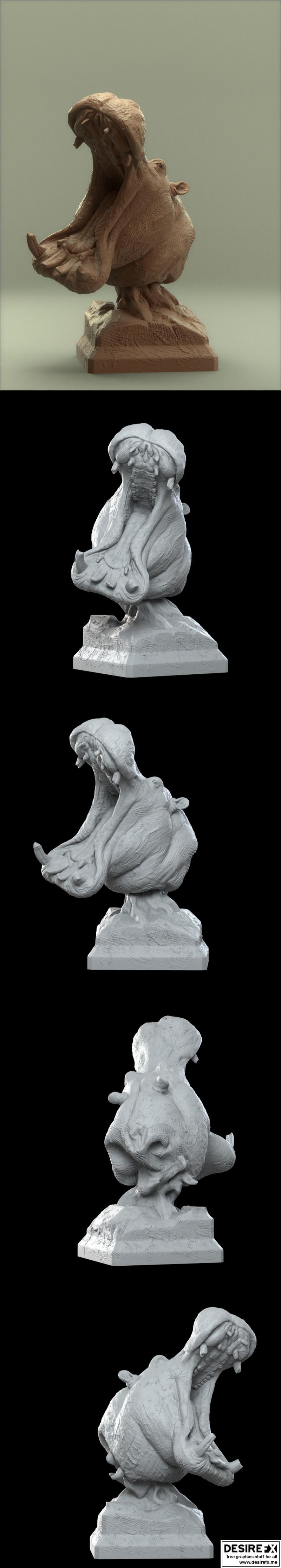 萨凡纳草原巨象 3D打印模型|Savanna Bust Hippo – 3D Print Model STL