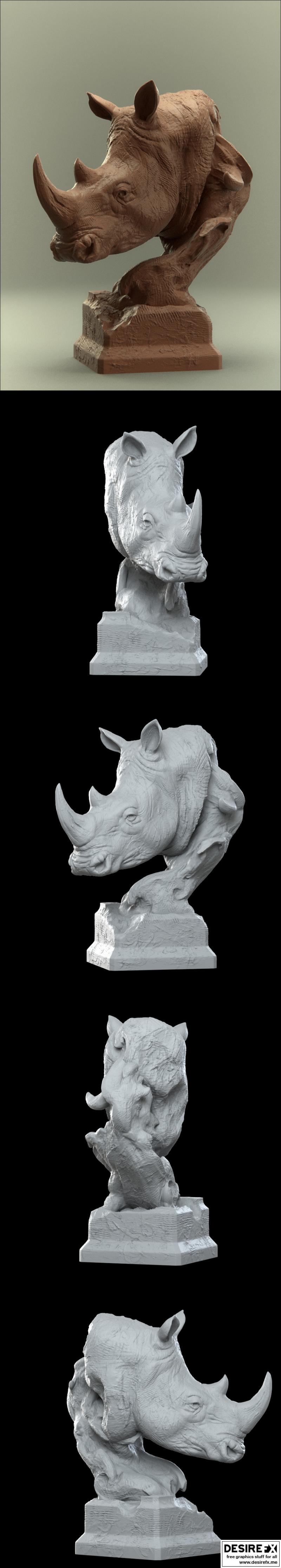 萨凡纳草原犀牛 3D打印模型|Savanna Bust Rhino – 3D Print Model STL