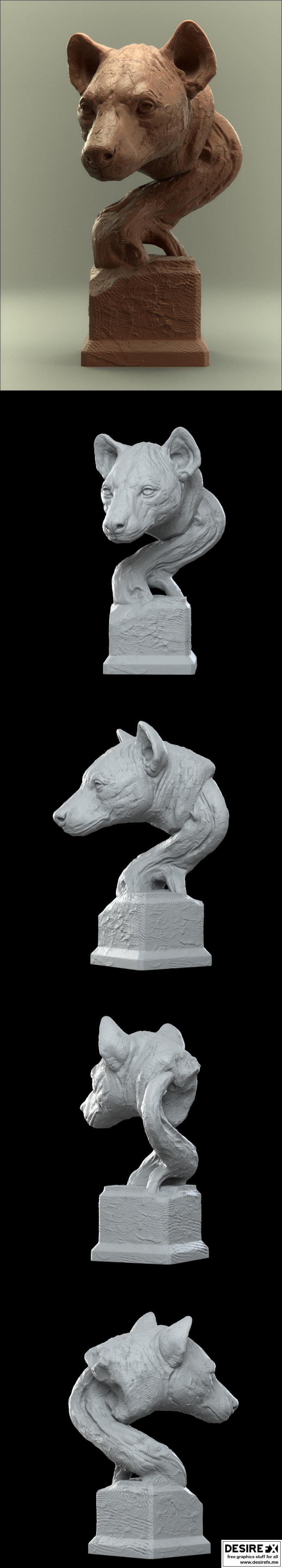 萨凡纳草原吼猴 3D打印模型|Savanna Bust Hyena – 3D Print Model STL