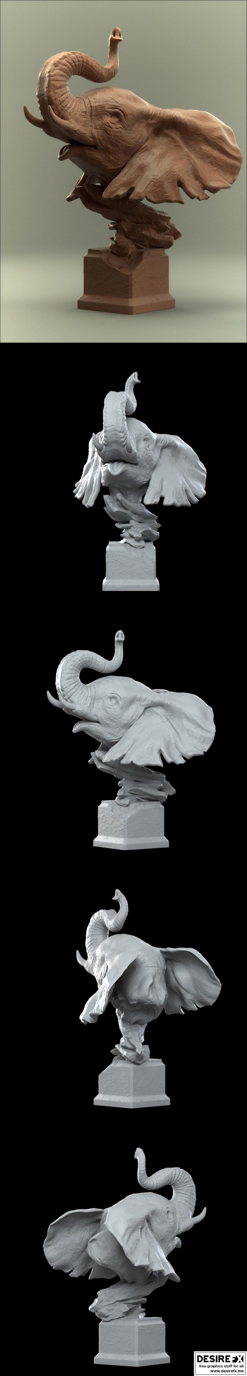 萨凡纳草原大象 3D打印模型|Savanna Bust Elephant – 3D Print Model STL