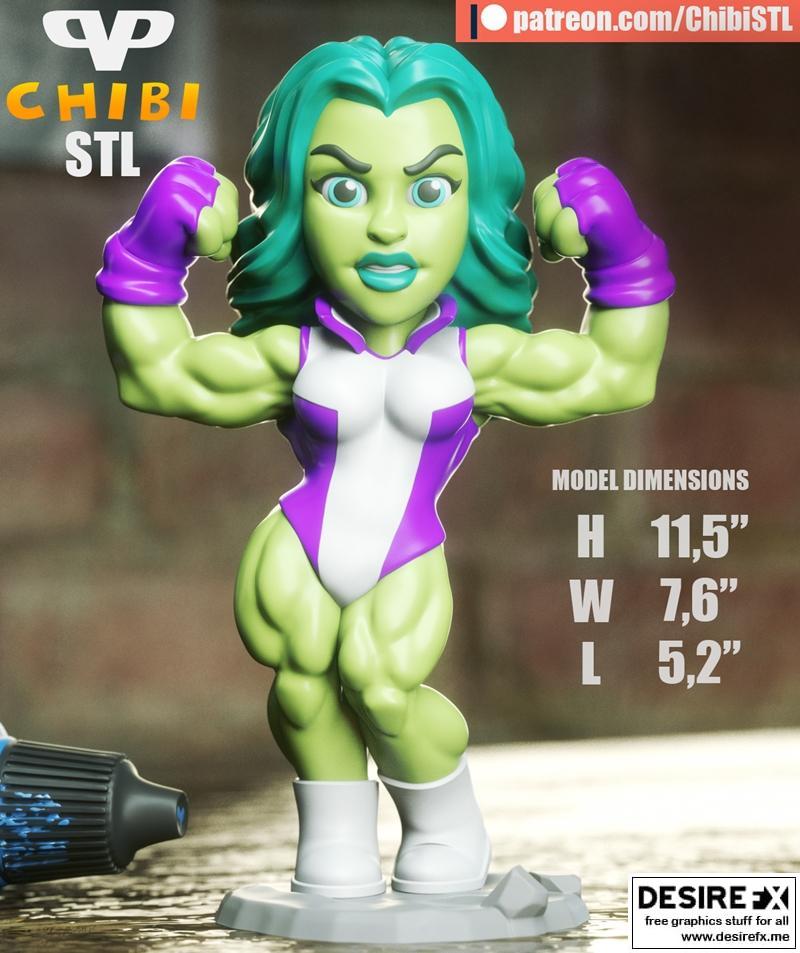 3DXM - 蜂巢女侠Chibi - 3D打印模型|3DXM – She-Hulk Chibi – 3D Print Model STL