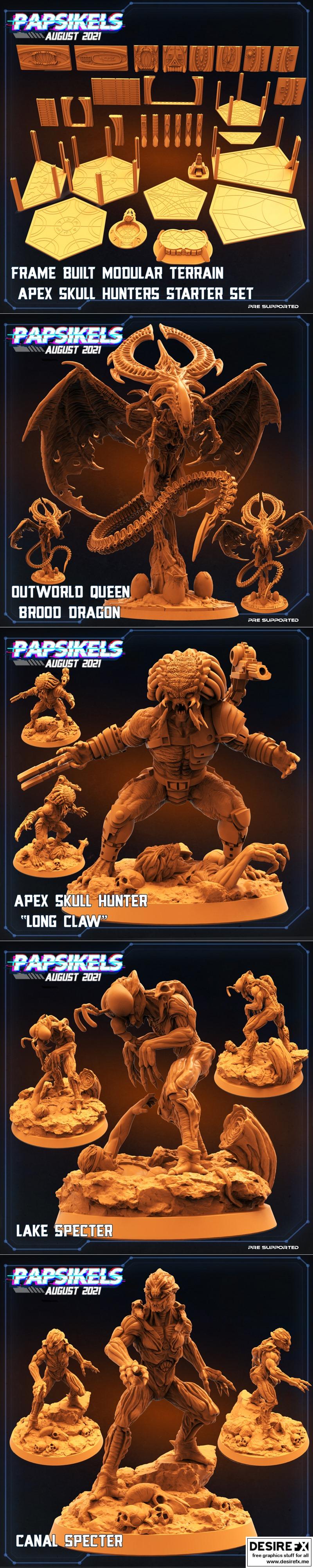 PapSikels迷你模型—— Skull Hunters Skull猎人 3D打印模型|PapSikels Miniatures – Skull Hunters August 2021 – 3D Print Model STL