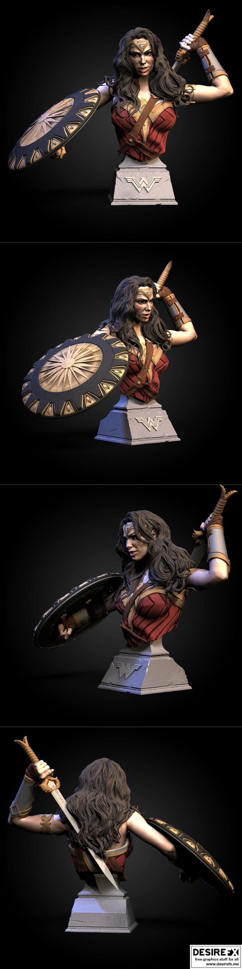 亚历克斯·康涅夫创作的神奇女侠3D打印模型|Alexei Konev – DC Fanart Wonderwoman – 3D Print Model STL