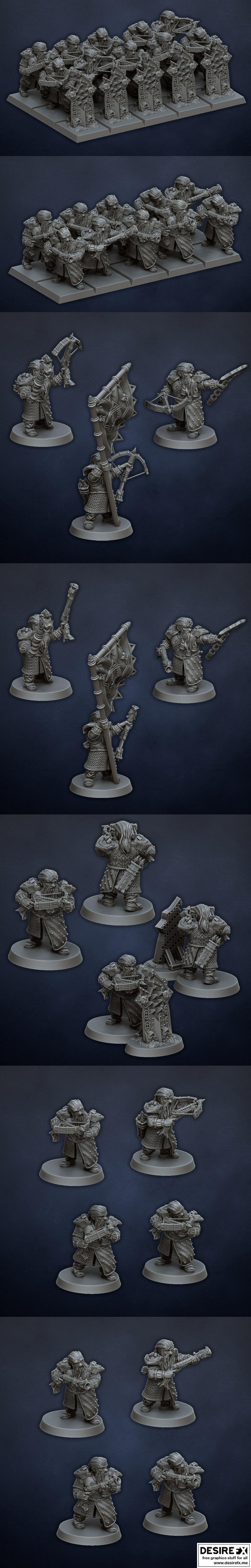 龙湖——矮人族弓箭手——3D打印模型|Dragons Lake – Dwarf Clan Marksmen – 3D Print Model STL