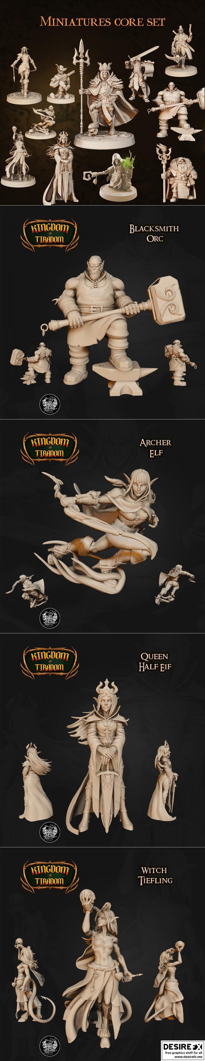 泰坦之炉 10件核心迷你模型 —— 提拉多姆王国 3D打印模型|The Master Forge – 10 Core Minis – Kingdom Of Tiradom – 3D Print Model STL