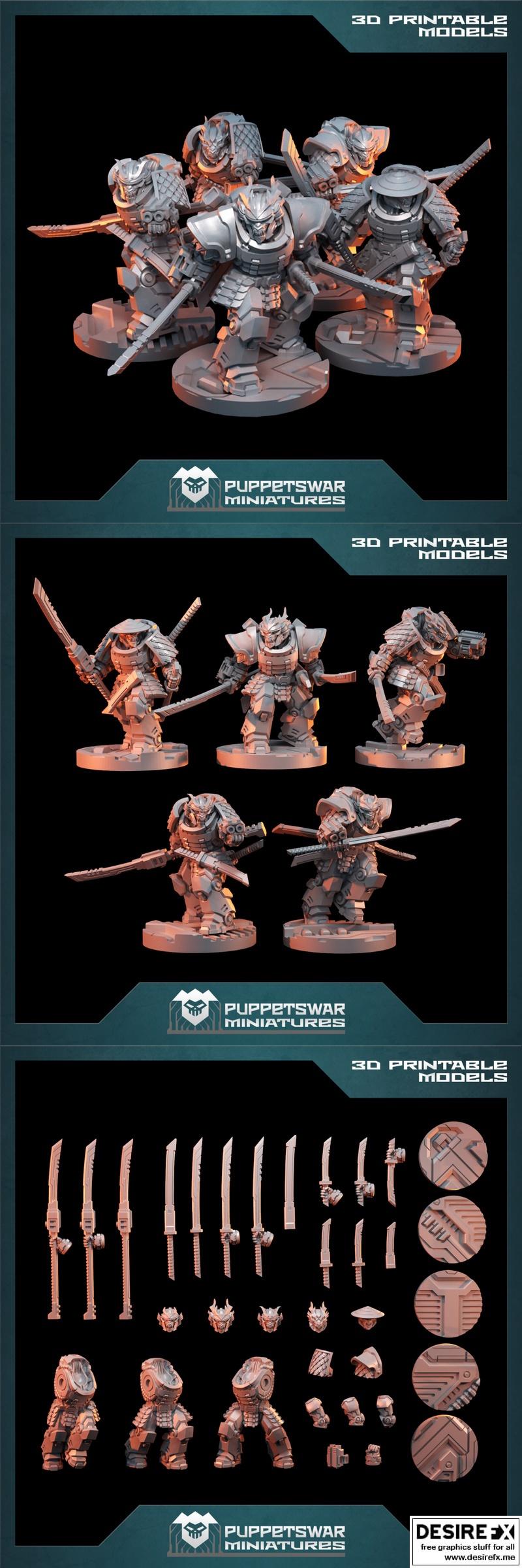 龙王武士斗士套装 3D打印模型|Puppetswar – Dragon Bushi Strikers Set – 3D Print Model STL