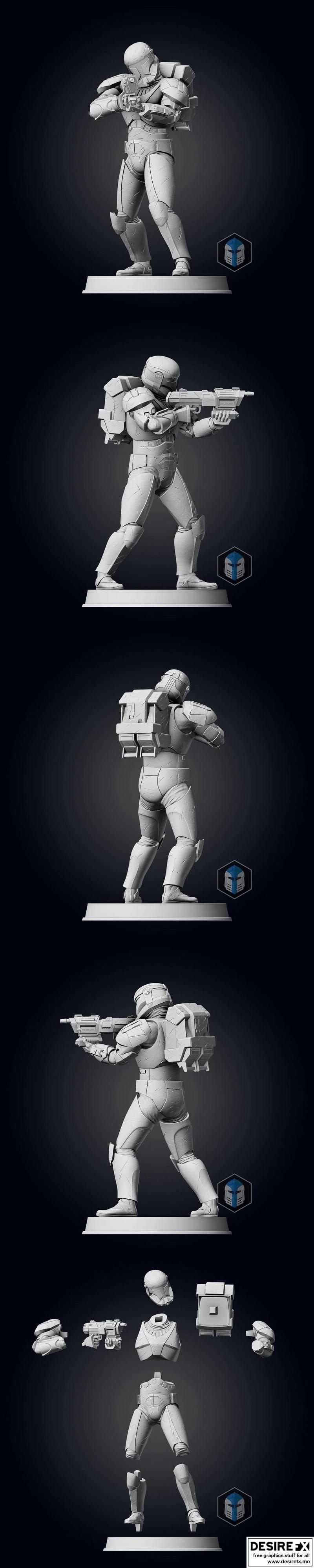 星球大战 复制兵 3D打印模型|Star Wars – Republic Commando Figurine Pose 2 – 3D Print Model STL