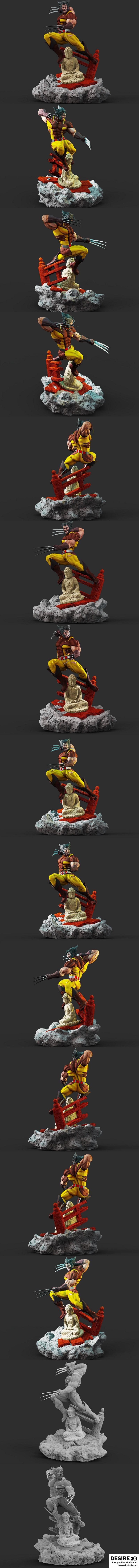 布朗棕熊 — 3D打印场景模型|Brown Wolverine – 3D Print Diorama STL