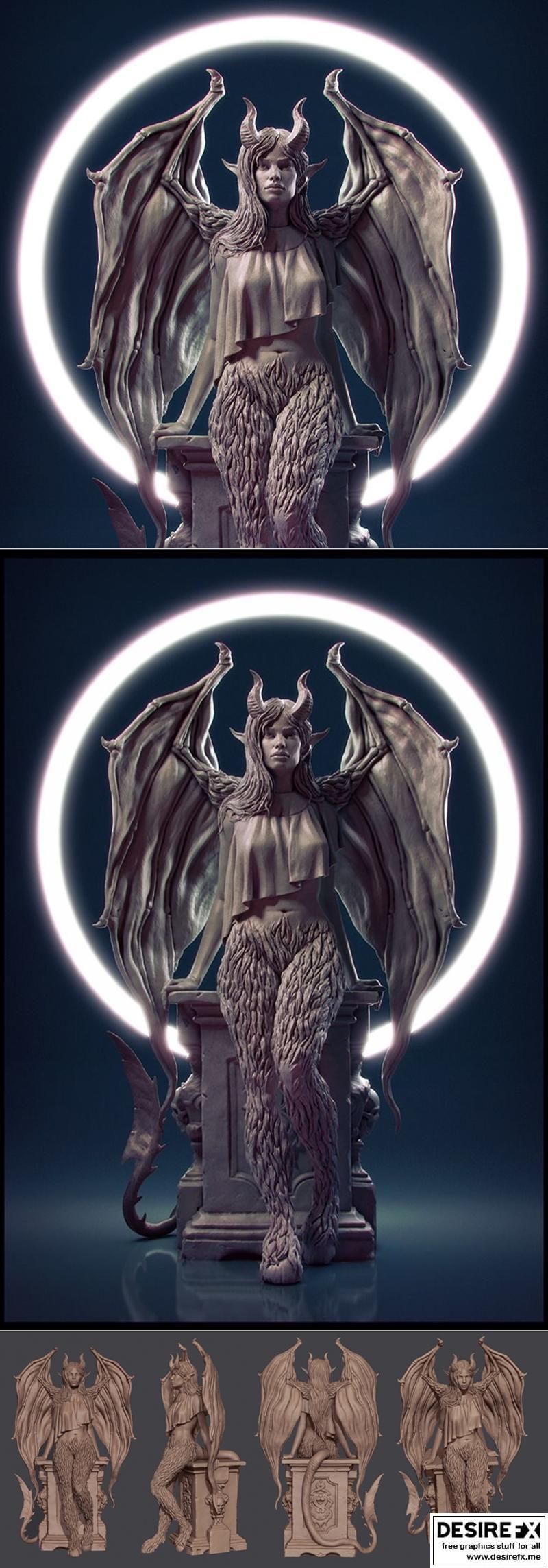 恶魔之门迷你模型——魅魔3D打印模型|Demons Door Miniatures – The Succubus – 3D Print Model STL