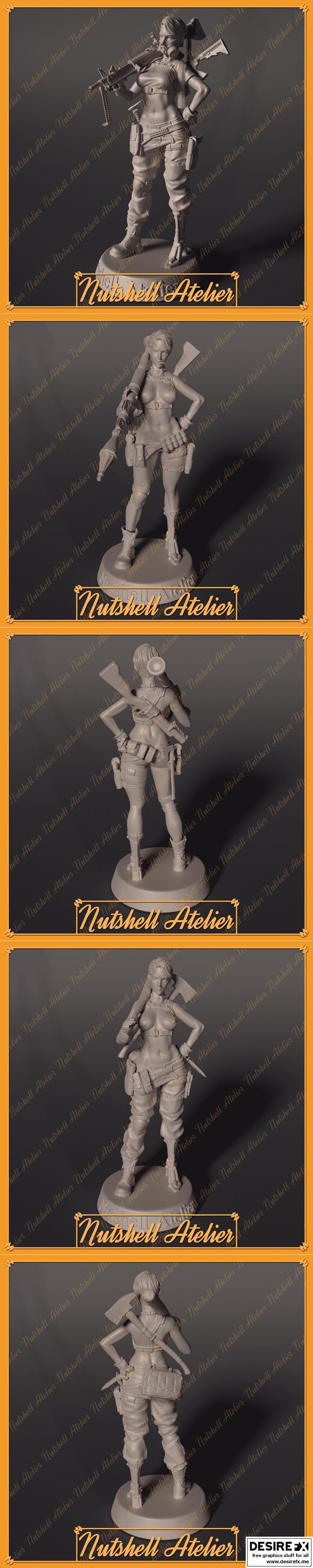 极简工坊-末日少女-3D打印模型|Nutshell Atelier – Post Apocalypse girl – 3D Print Model STL