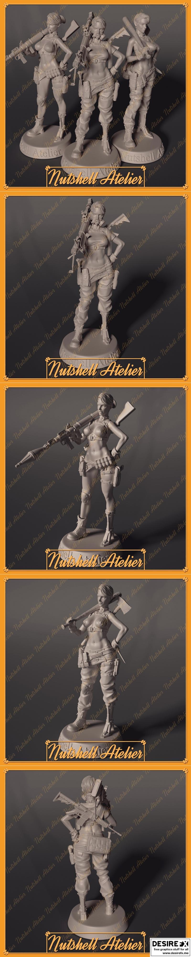 极简工坊-末日少女-3D打印模型|Nutshell Atelier – Post Apocalypse girl – 3D Print Model STL
