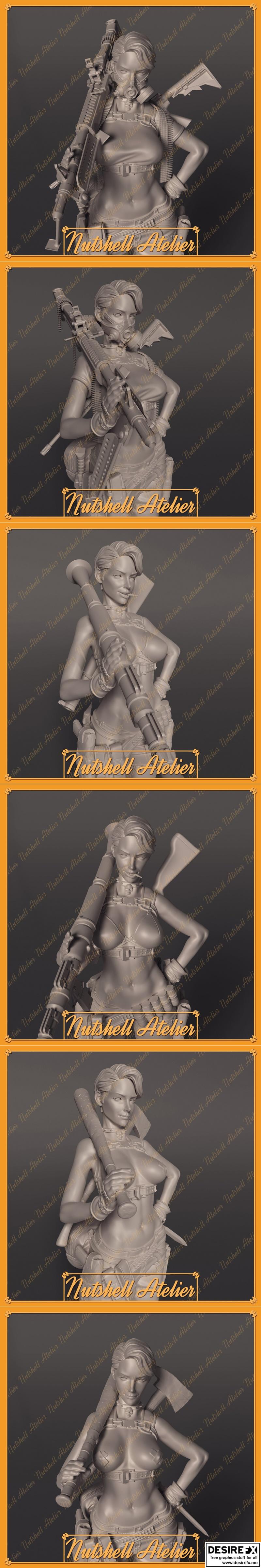 极简工坊-末日少女-3D打印模型|Nutshell Atelier – Post Apocalypse girl – 3D Print Model STL