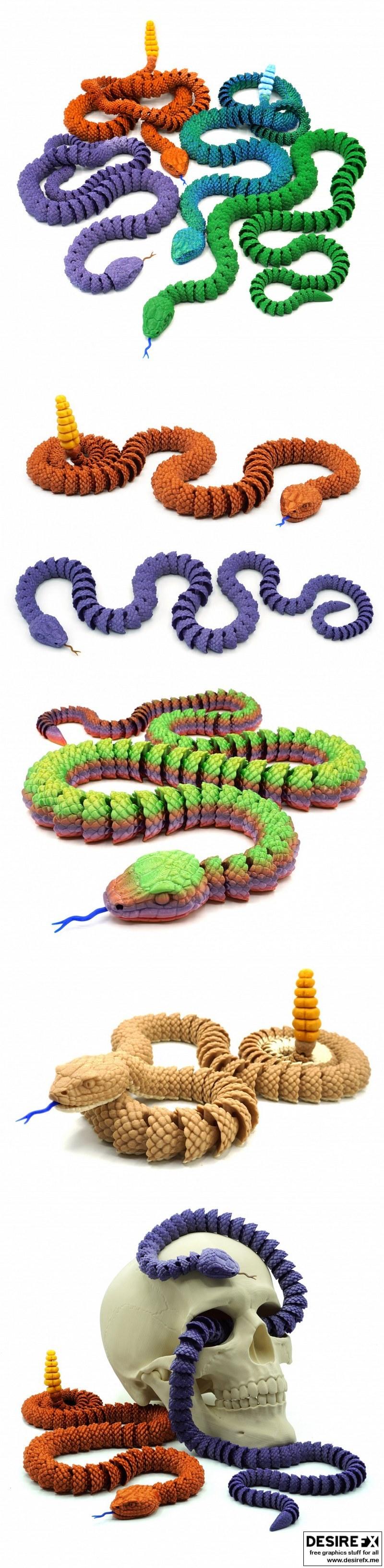 蛇与响尾蛇 3D打印模型|Snake and Rattlesnake – 3D Print Model