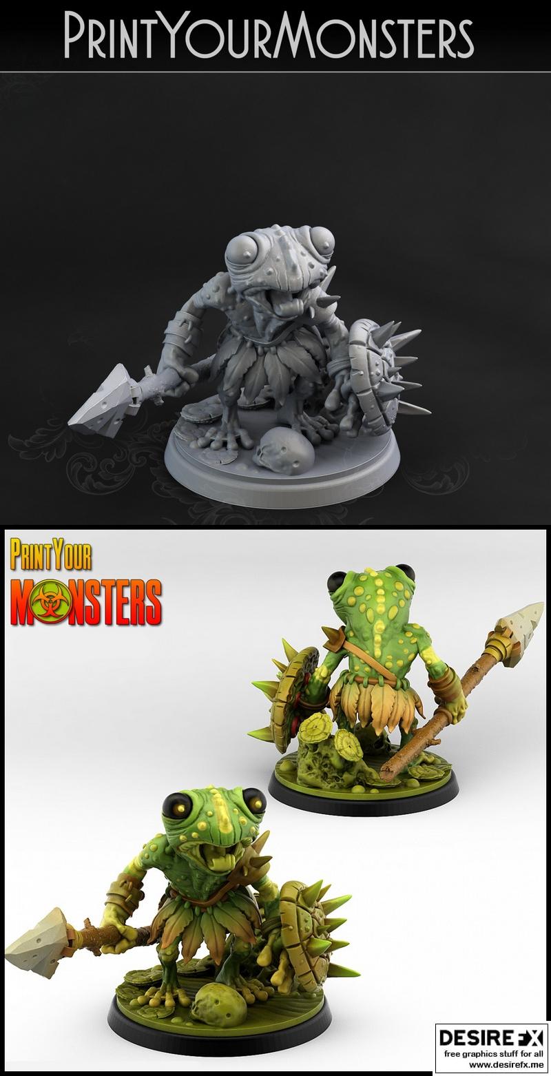 3D打印怪物模型：蛙之剑士|Print Your Monsters – Frog Lance – 3D Print Model