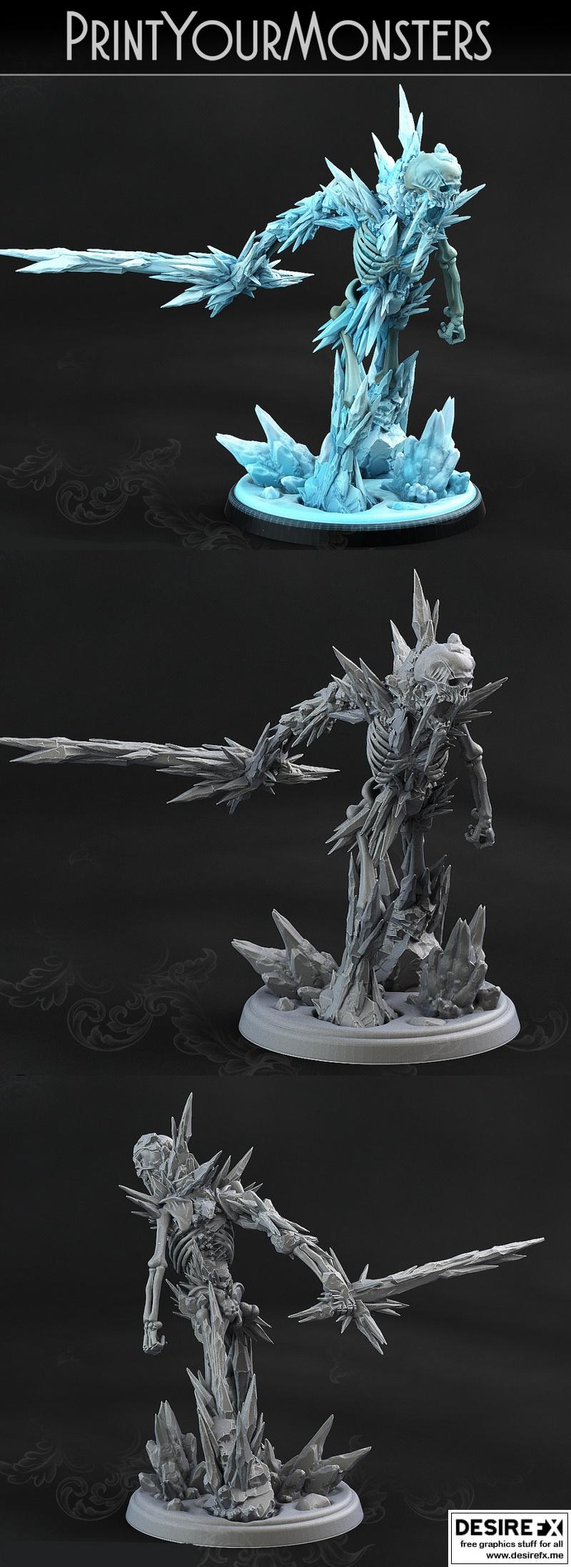 3D打印模型：寒霜骨龙|Print Your Monsters – Hoarfrost Skeleton 1 – 3D Print Model
