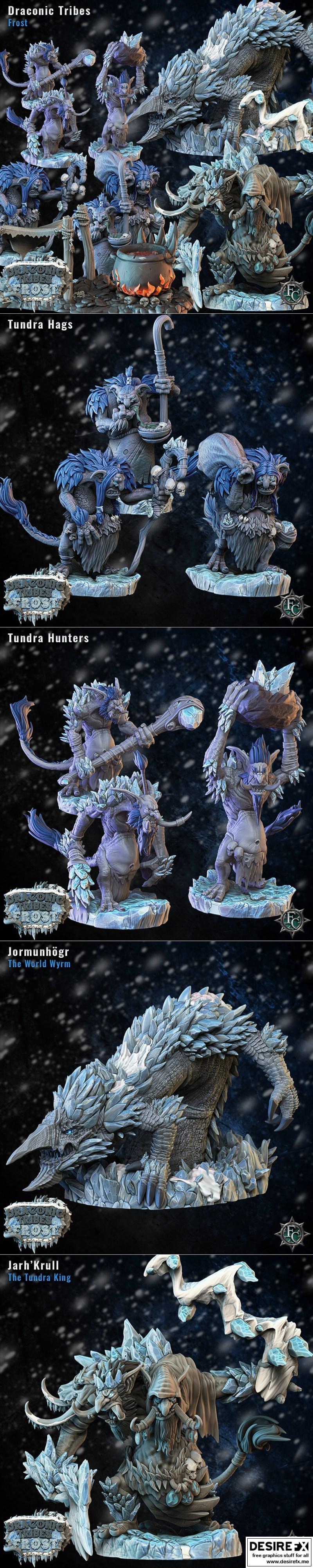 Fleshcraft Studio龙族部落冰霜系列3D打印模型|Fleshcraft Studio – Draconic Tribes – Frost Bundle – 3D Print Model STL