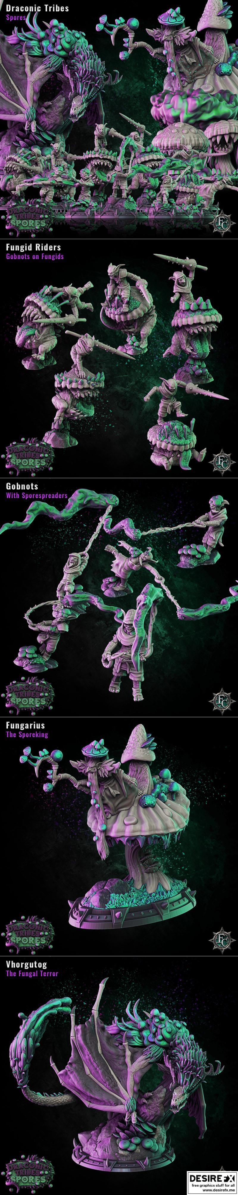 Fleshcraft Studio龙族部落孢子套装3D打印模型|Fleshcraft Studio – Draconic Tribes – Spores Bundle – 3D Print Model STL