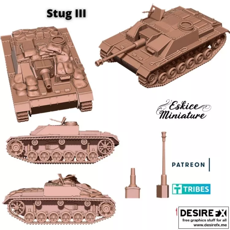Eskice迷你模型——斯塔格III 3D打印版|Eskice Miniature – Stug III – 3D Print Model STL