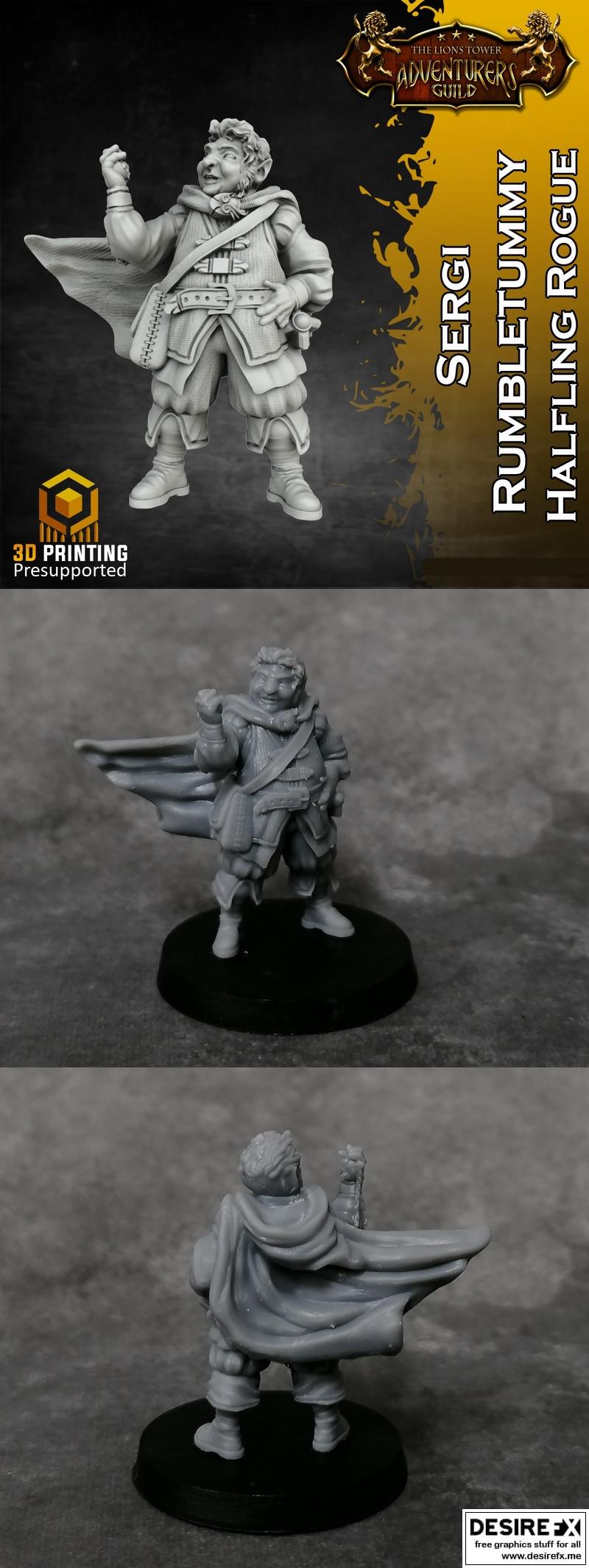 Dale之英雄——塞尔吉·胡姆布尔蒂，小矮人游侠 3D打印模型|Heroes of the Dale – Sergi Rumbletummy the Halfling Rogue – 3D Print Model