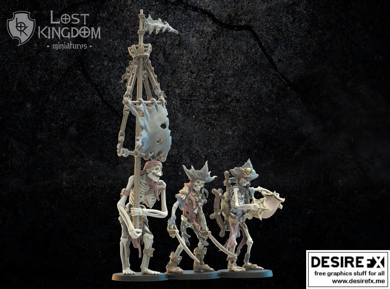 失落王国：不死海盗军官 3D打印模型|Lost Kingdom – Undead Pirate Officiers – 3D Print Model