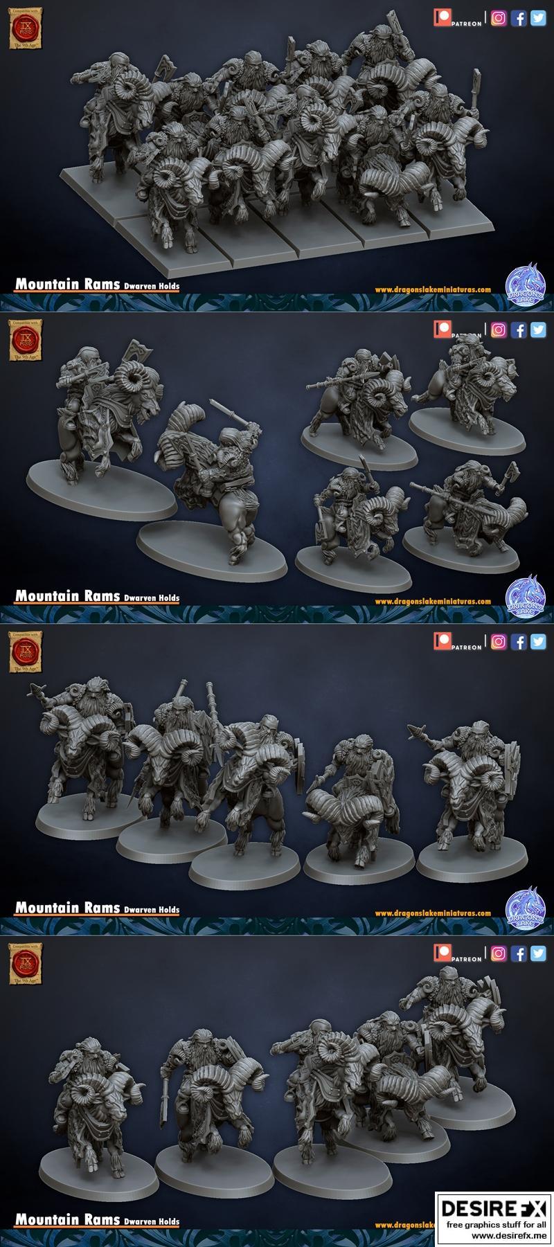 龙湖——山羊——3D打印模型|Dragons Lake – mountain rams – 3D Print Model STL