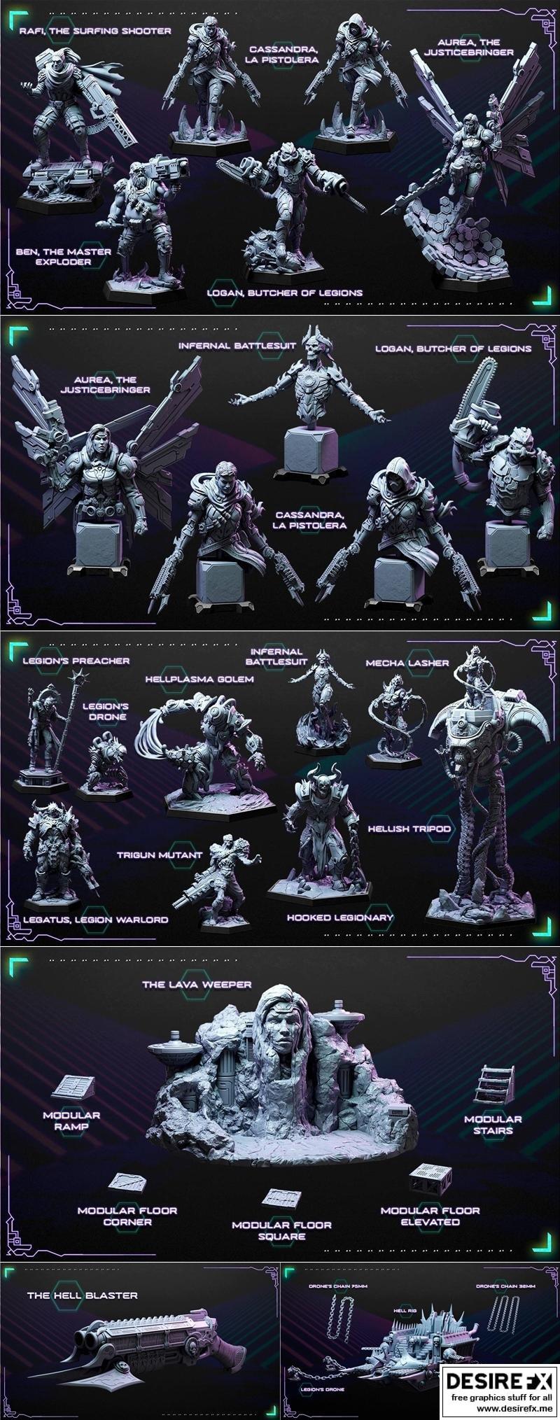 Loot Studios科幻迷你模型——Damn Nation 2022款3D打印雕塑|Loot Studios Sci-fi Miniatures – Damn Nation July 2022 – 3D Print Model STL